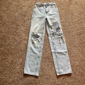PacSun Light Blue Distressed Straight Leg Jeans